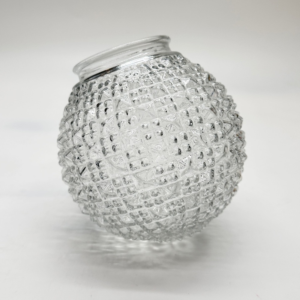 Vintage 6" Crystal Clear‎ Diamond Point Cut Glass 3" Fitter Light Globe Shade